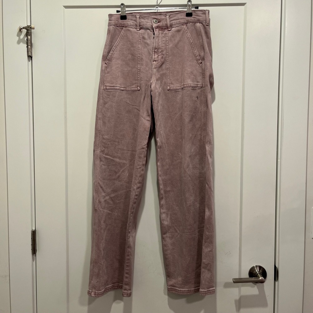 American Eagle Mauve Wide Leg Utility Patch Pocket Pants Womens Size 4 Regular